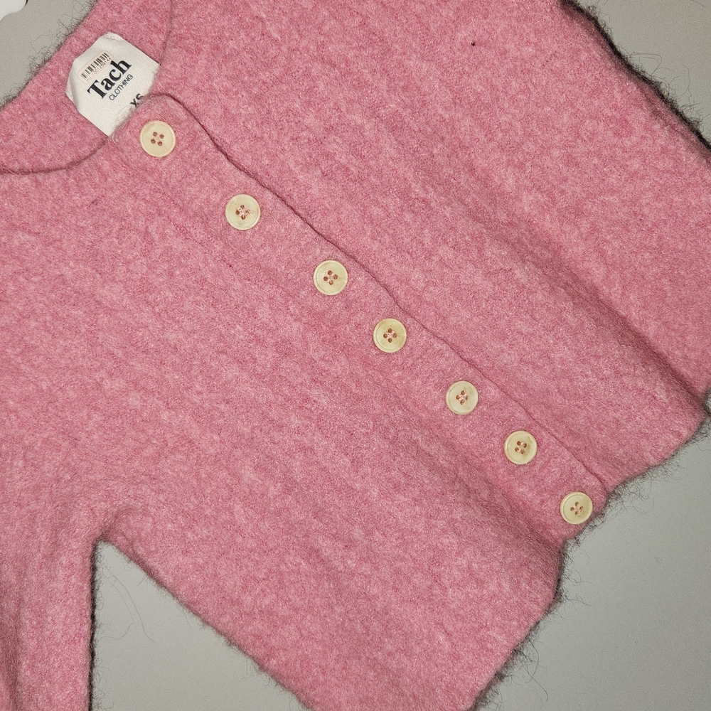 TACH Pink Dalia Button-Up Crop Sweater - Picture 4 of 13